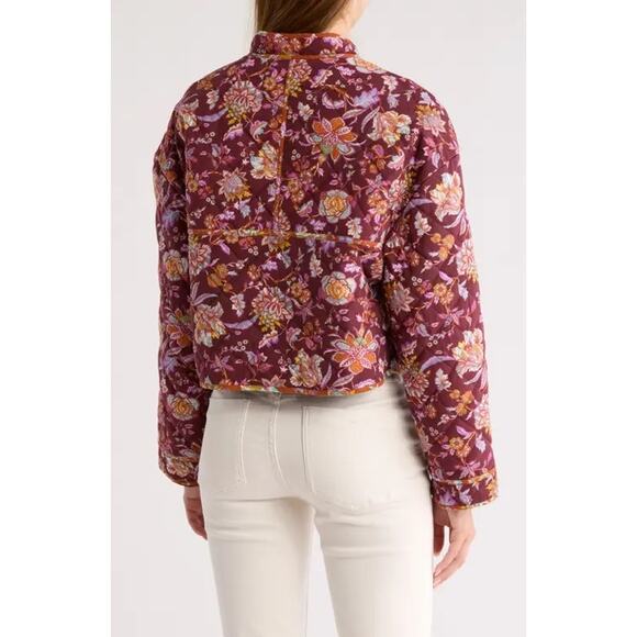 7 for All Mankind Floral Crop Quilted Barn Jacket - Picture 3 of 7